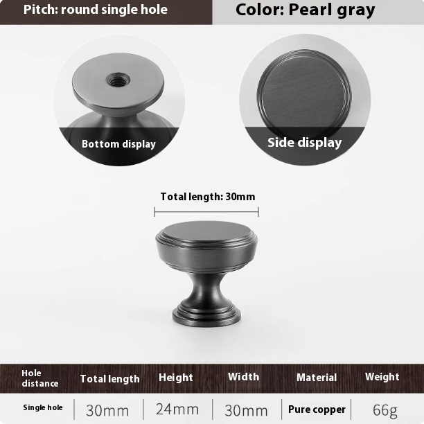 Simple Single Hole Golden Brass Cabinet Door Handle Black - Shop at LoveMi