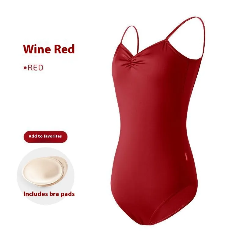 Ballet One-piece Women's Sling Exercise Clothing - Wine Red