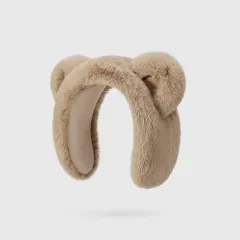 Warm-keeping Earmuffs Female Winter Cute Cartoon Bear Earmuff - Khaki - View 1