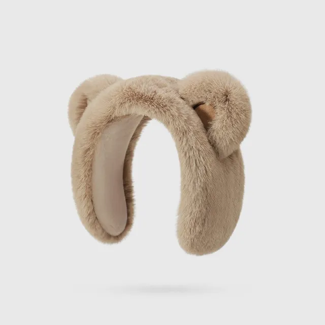 Warm keeping Earmuffs Female Winter Cute Cartoon Bear Earmuff Khaki - Shop at LoveMi