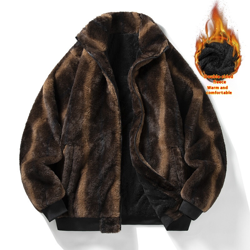 $20.70 New Velvet Stand Collar Hooded Jacket For Men