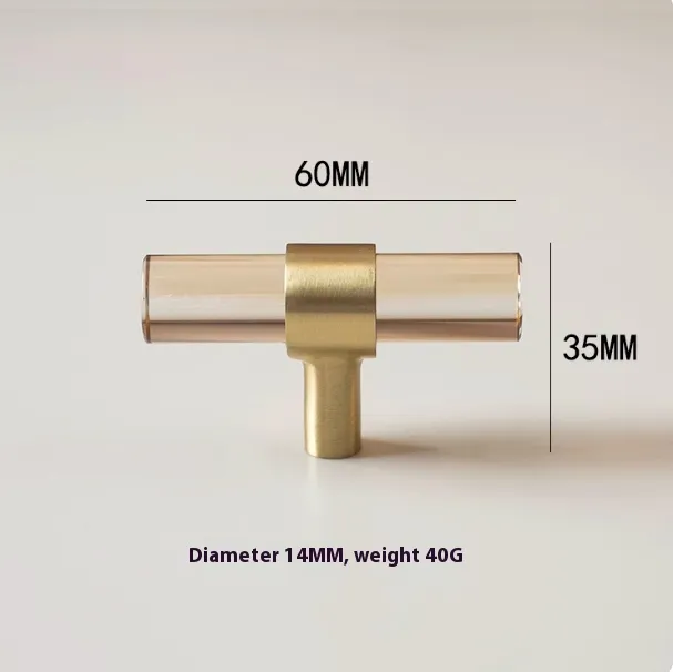 Brass Faux Crystal Champagne Wardrobe Door Handle - Champagne