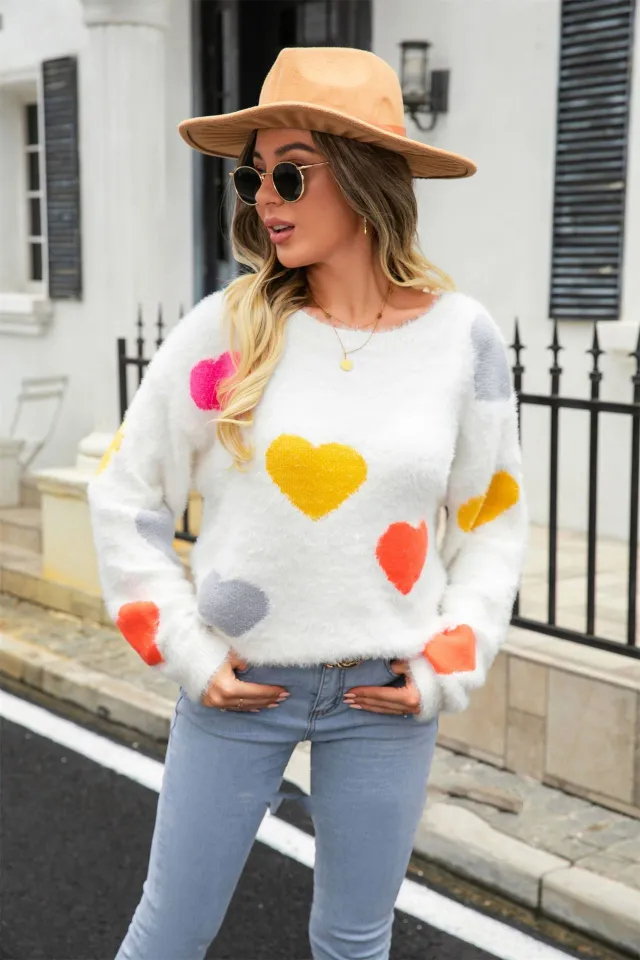 Round Neck Bottoming Shirt Mink Love Sweater White - Shop at LoveMi