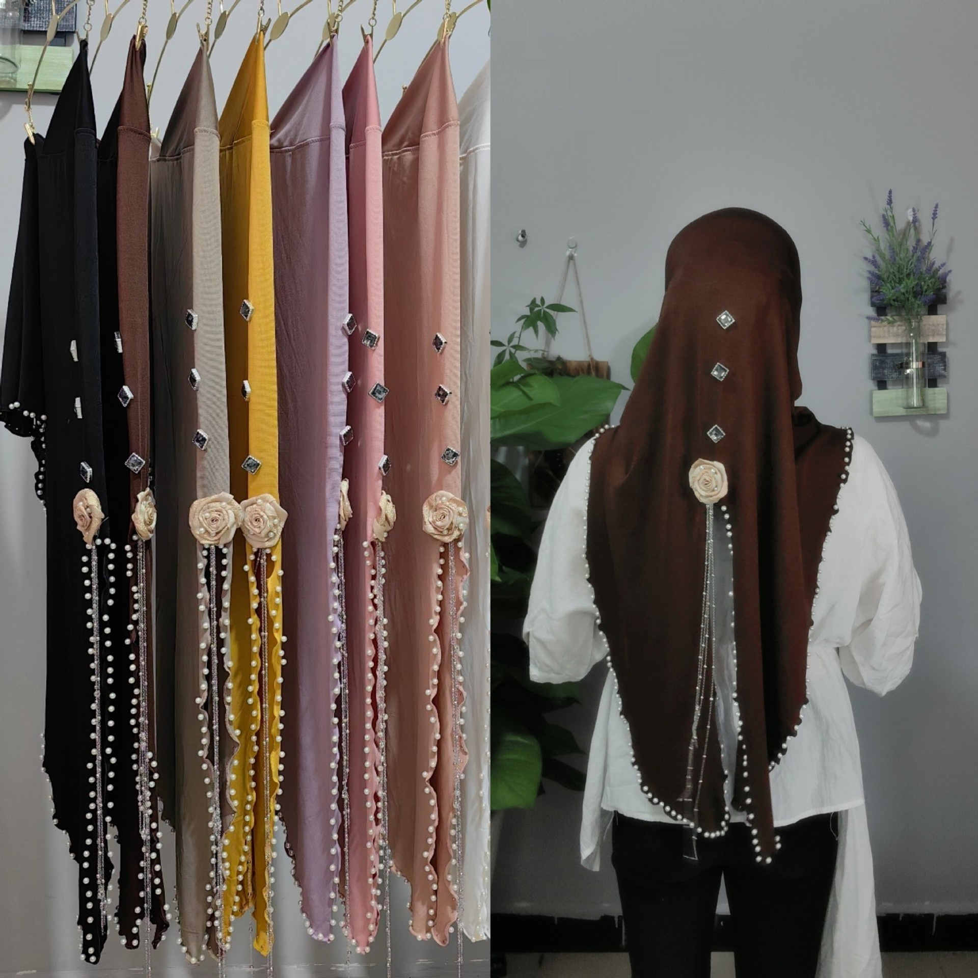 Dry Rose Soft Brim Split Swallowtail Large Scarf