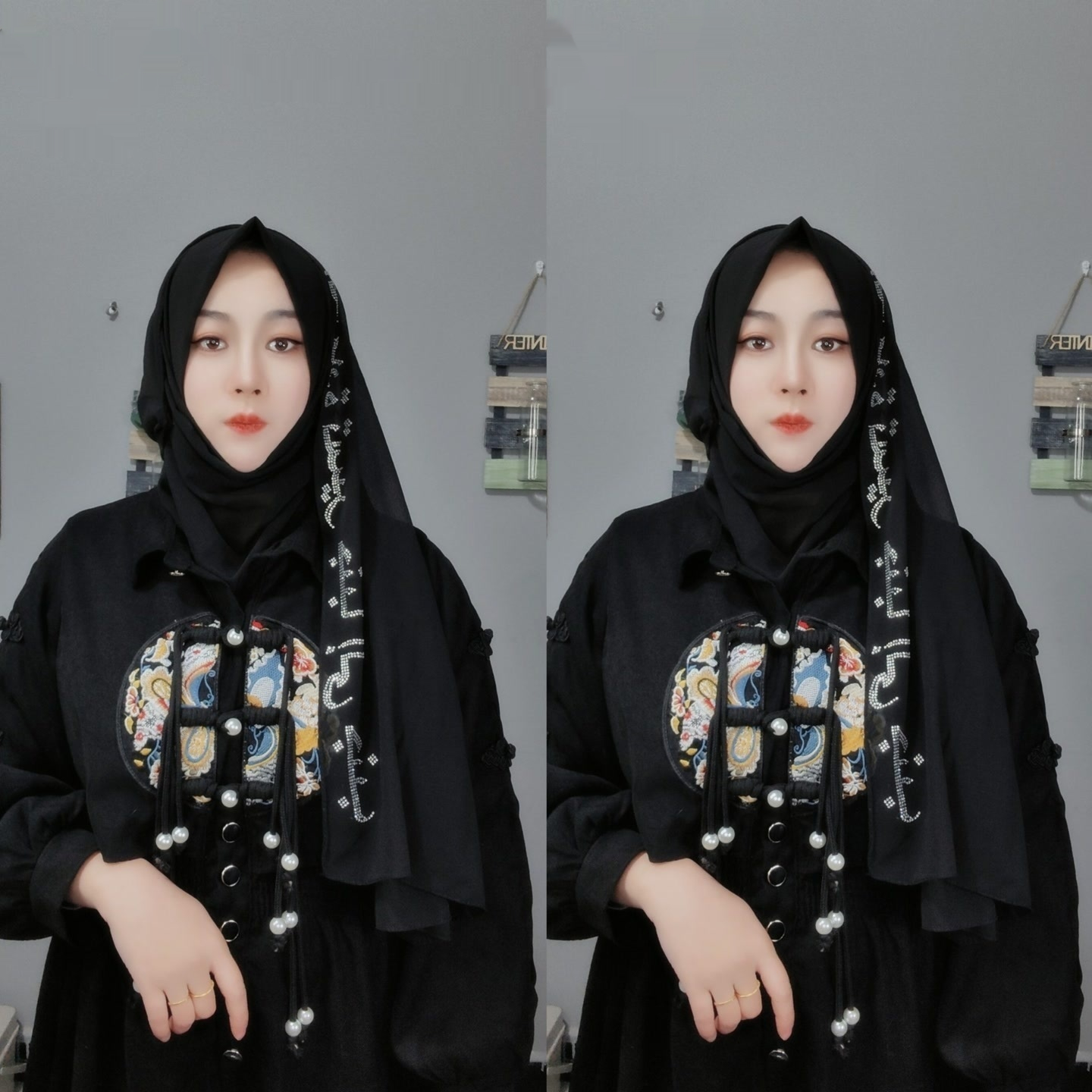 Letter New Pearl Chiffon Fabric Scarf