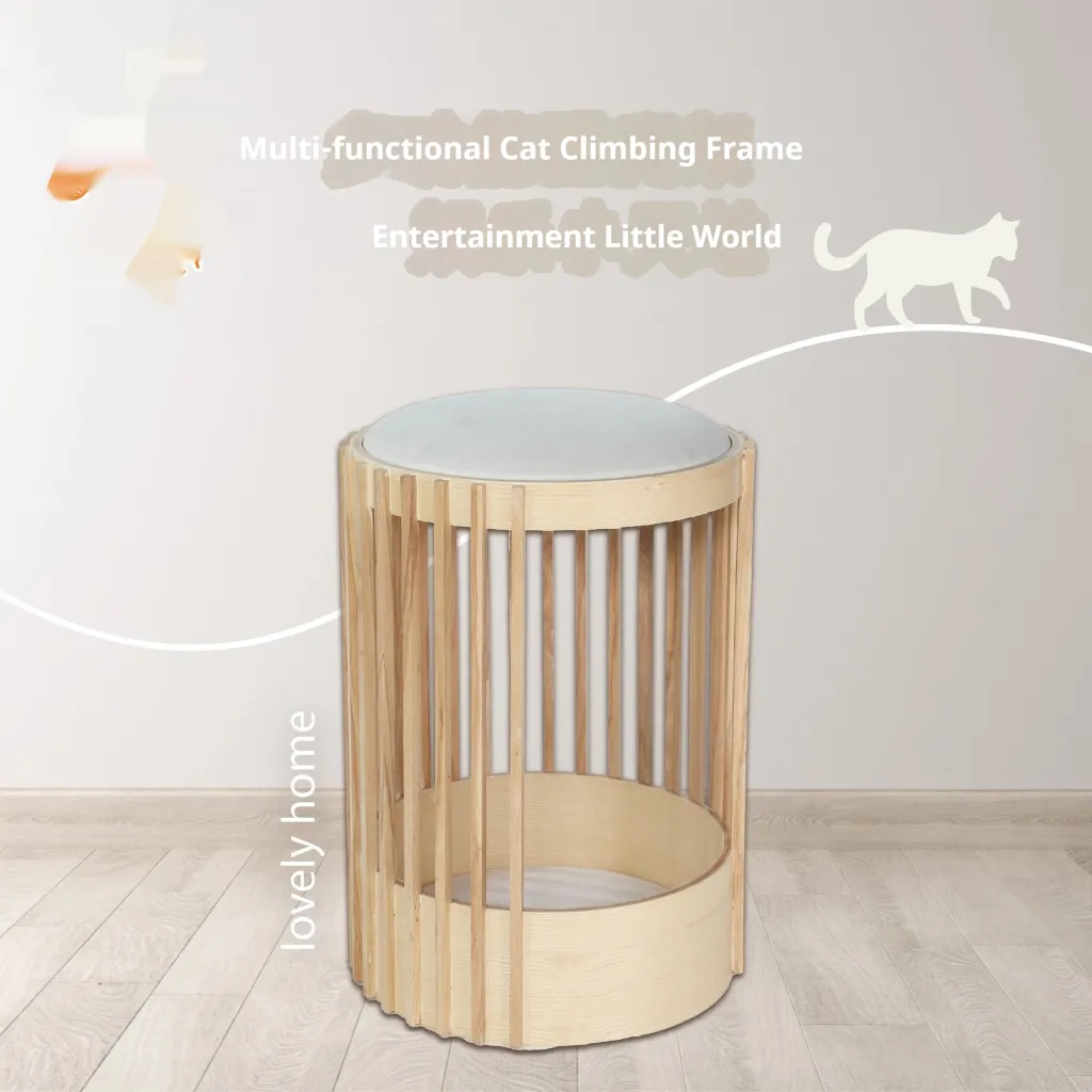 Household Solid Wood Column Cat Climbing Frame Pet Bed Bite-resistant - Short