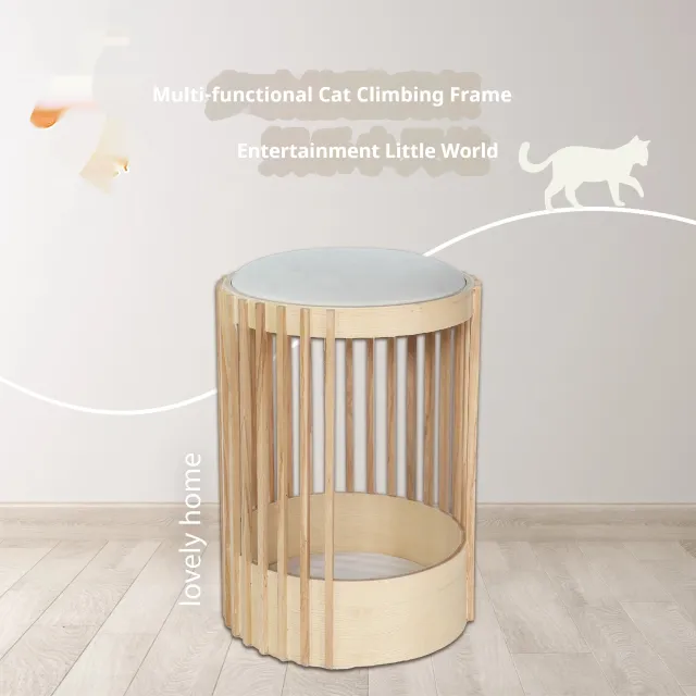 Household Solid Wood Column Cat Climbing Frame Pet Bed Bite resistant Short - Shop at LoveMi