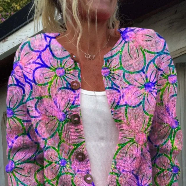 3D Floral Print European And American Knitted Coat Fashion Women's Wear Style 5 - Shop at LoveMi