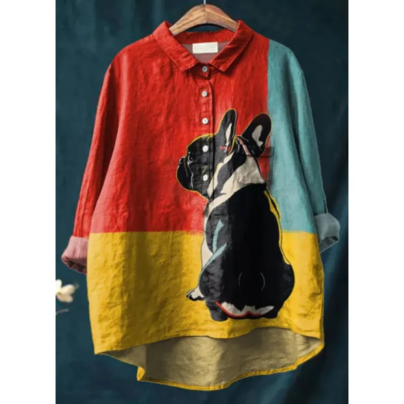 Casual Long Sleeve Shirt Animal Print - Zcs63