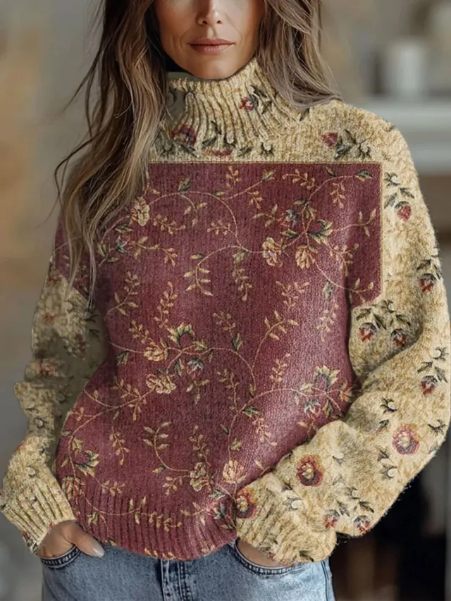 Women's Christmas Printed Turtleneck Sweater 40Style S - Shop at LoveMi