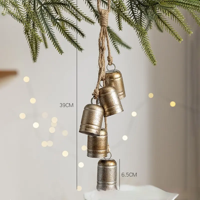 Retro Iron Art Bell Pendant Rattan Garland Accessories