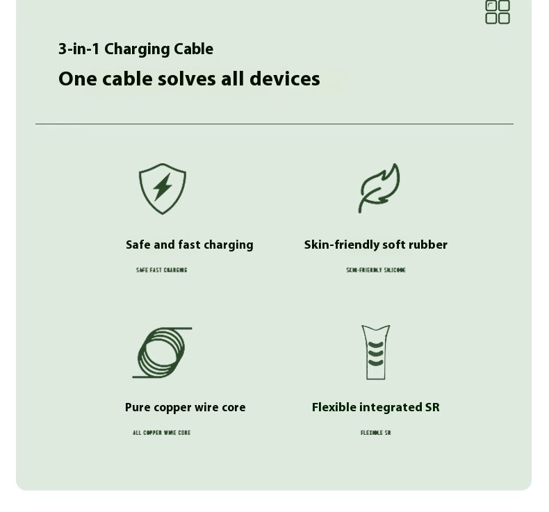 Data Cable Three-in-one Mobile Phone Charging Cable