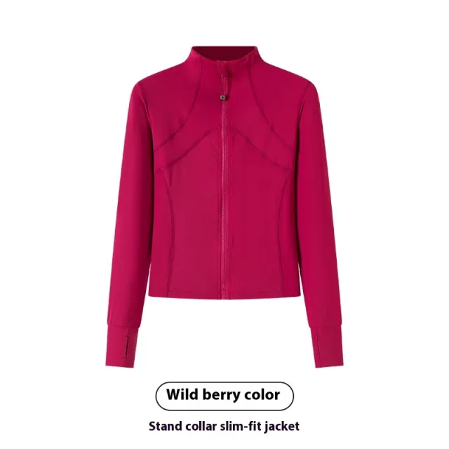 Sports Coat Workout Clothes Women's Long sleeved Top Running Wild Berry Color - Shop at LoveMi