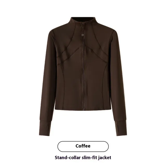 Sports Coat Workout Clothes Women's Long sleeved Top Running Coffee - Shop at LoveMi