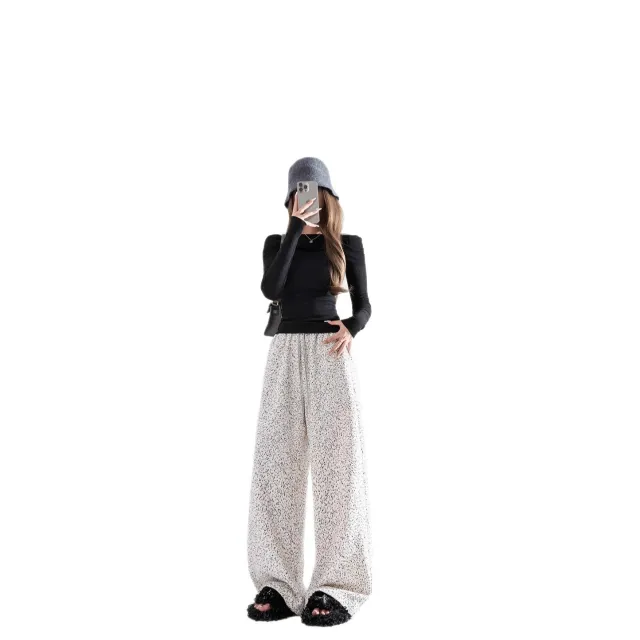 New Fashion Slim High Waist Draping Anti wrinkle Polka Dot White - Shop at LoveMi