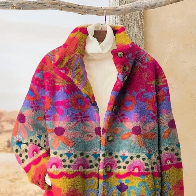 3D Pattern Flannel Coat Winter Women's Clothing Style 5 L - Shop at LoveMi