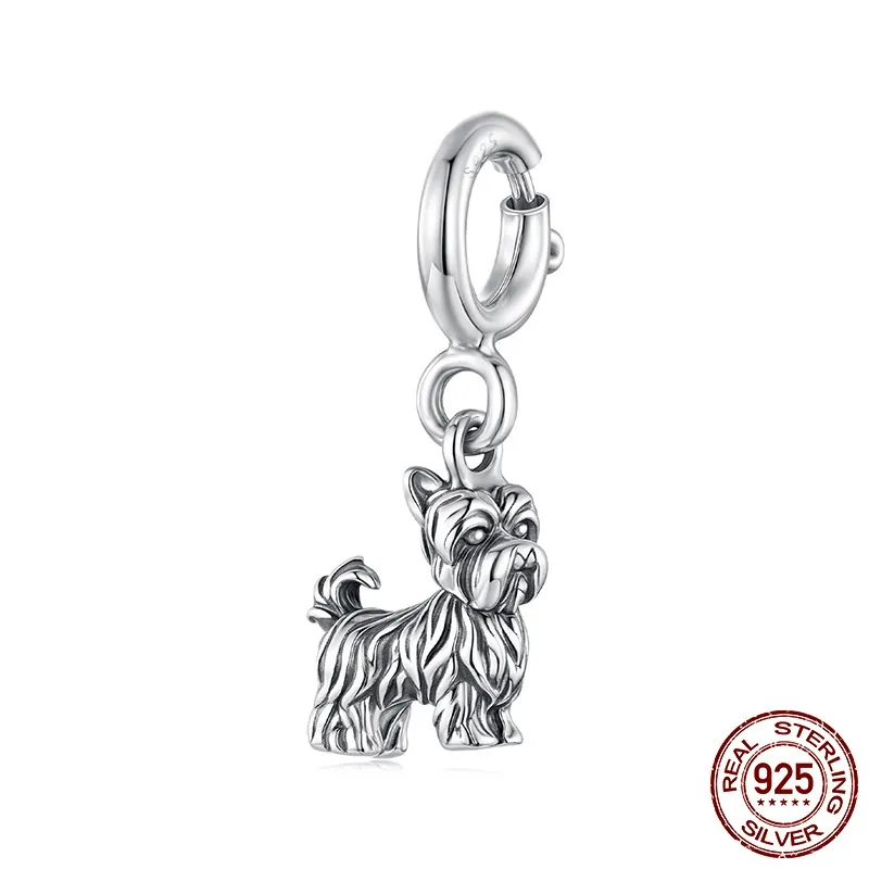 S925 Sterling Silver Yorkshire Terrier Pendant Sterling Silver Beads Accessories - Bsc1130