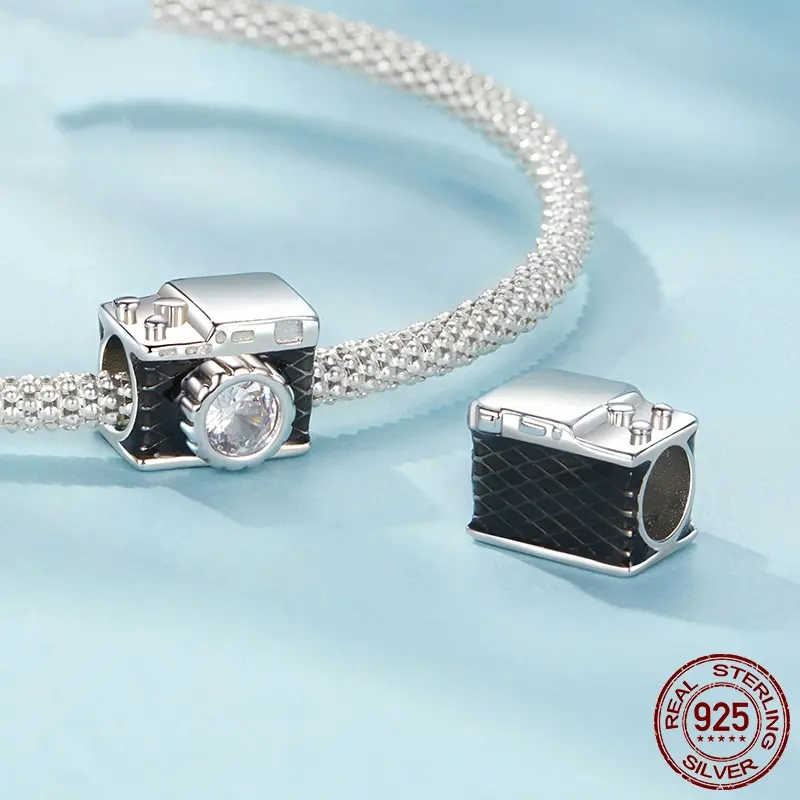 Zircon S925 Sterling Silver Camera Beads