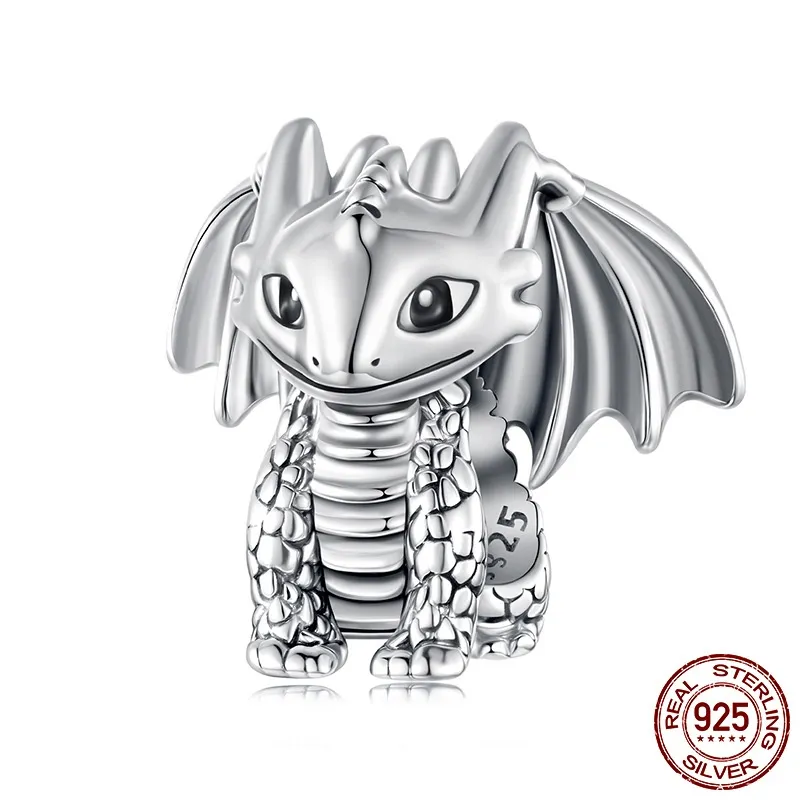 S925 Sterling Silver Exquisite Three-dimensional Flying Dragon Beads - Scc3090