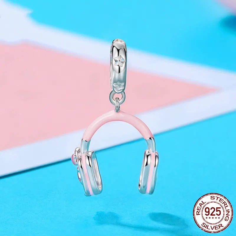 S925 Sterling Silver Original Earphone Pendant Diy