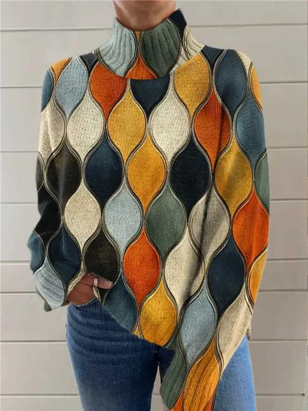 Women's Christmas Printed Turtleneck Sweater 47 E127 5Xl - Shop at LoveMi