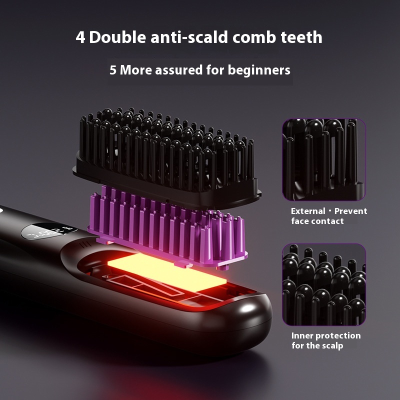 LCD USB Charging Ceramic Heating Comb Straight Hair 4