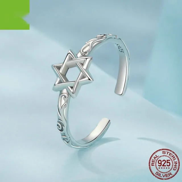 Silver Lucky Pattern Ring Six pointed Star Silver - Shop at LoveMi