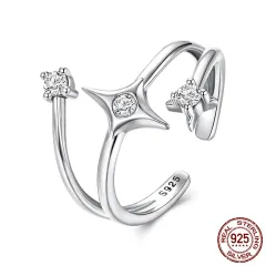 Original S925 Sterling Silver Star Open Ring - Bsr675E - View 1