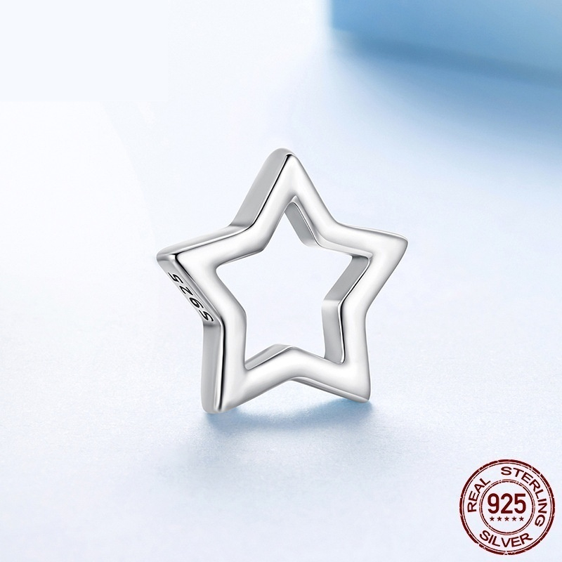 Silver Star Beaded Loose Beads Simple Classic