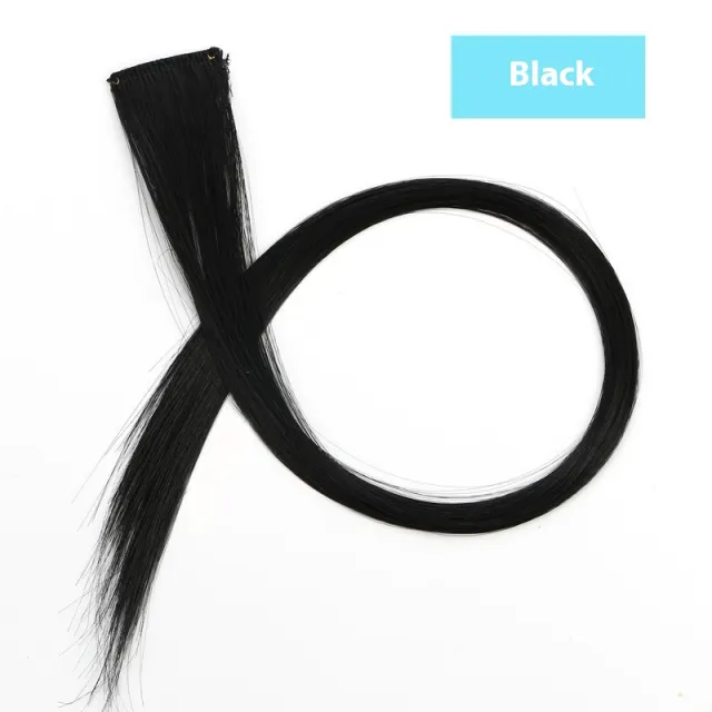 Color Hair Hanging Ear Dyed Wig Set Hair Extension Color Stripes Hot Color Black - Shop at LoveMi