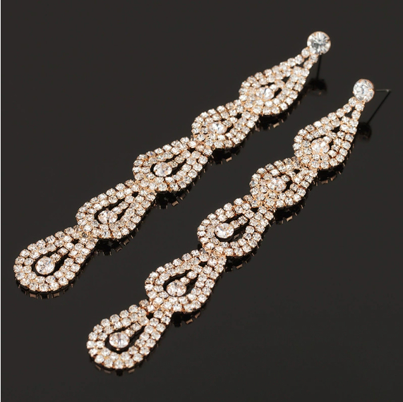 Sexy Temperament Full of Diamonds Nightclub Personality Exaggerated Big Earrings