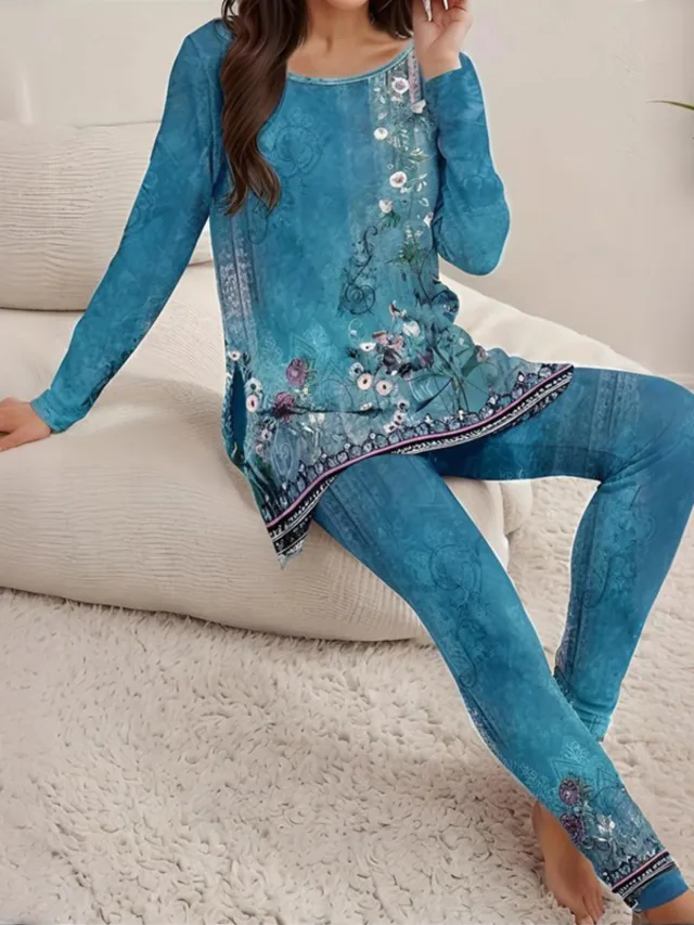 Casual Round Neck Long Sleeve Split Top And Trousers Suit Wa34Wc01Jl20250722T41 M - Shop at LoveMi