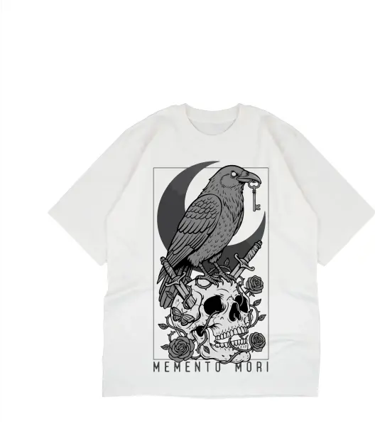 Memento Mori Graphic Print Crew Neck Short Sleeve T-Shirt