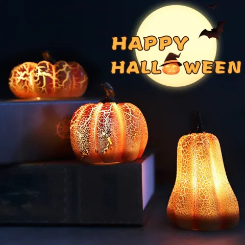 New Halloween Pumpkin Lantern Simulation LED Candle Lamp Resin