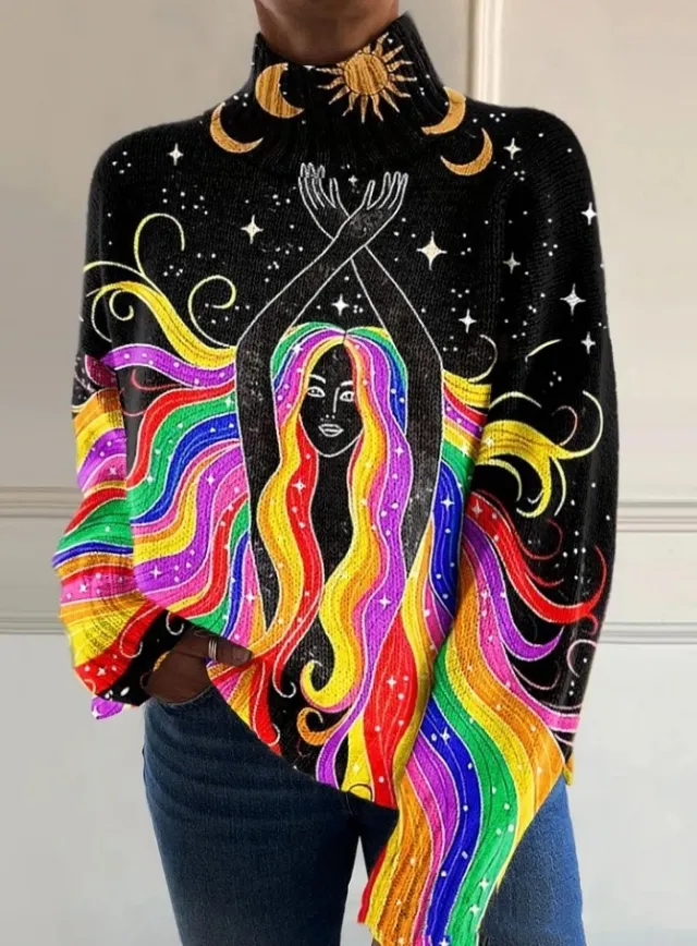 3D Color Matching Pattern Floral Print Long Sleeve Pullover 5 Models E077 - Shop at LoveMi