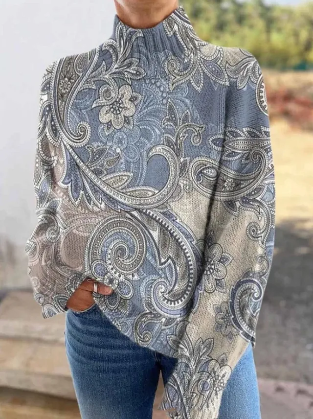 3D Color Matching Pattern Floral Print Long Sleeve Pullover 2 Models E077 - Shop at LoveMi