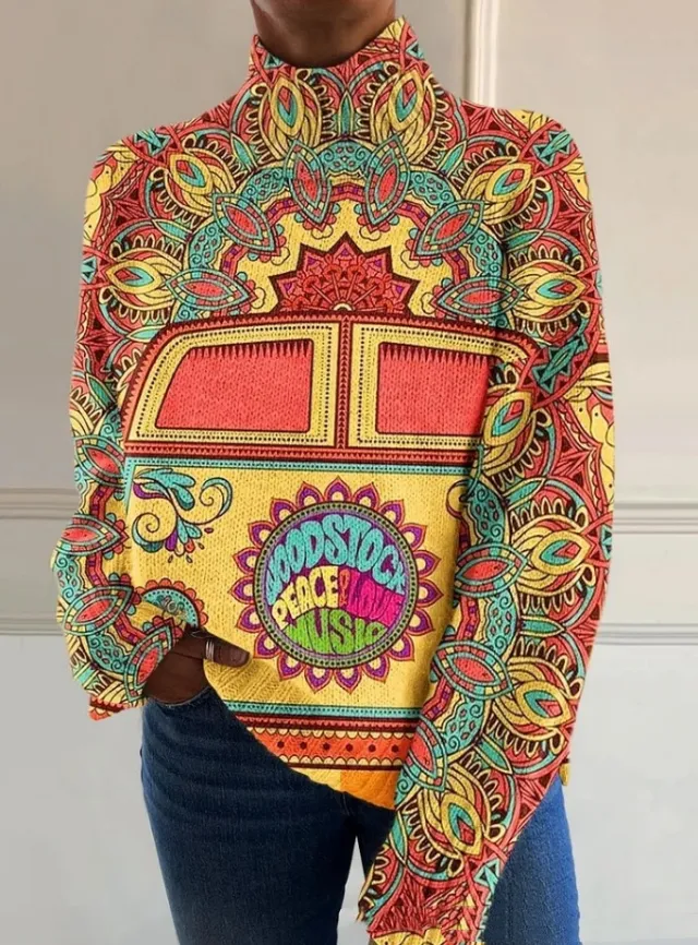 3D Color Matching Pattern Floral Print Long Sleeve Pullover 4 Models E077 - Shop at LoveMi