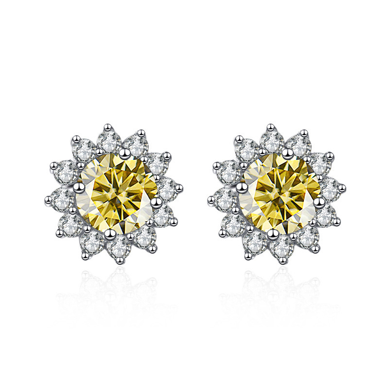 S925 Sterling Silver Sun Flower Ear Studs