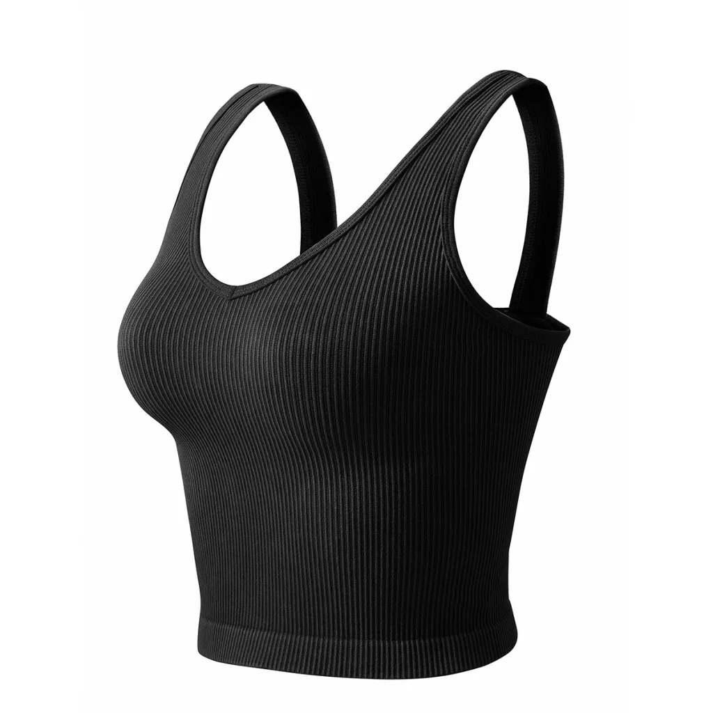 Breathable Sports Seamless Women's Yoga Vest - Black