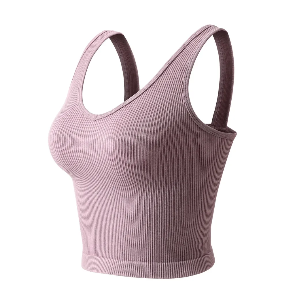 Breathable Sports Seamless Women's Yoga Vest - Purplish Gray
