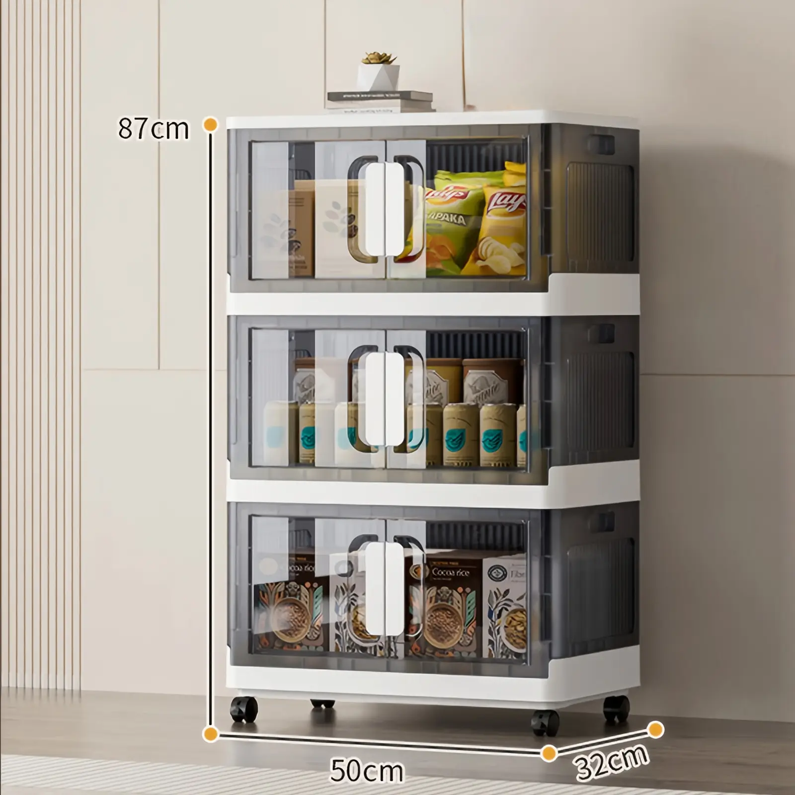 Clothes Storage Locker Foldable With Wheels Household