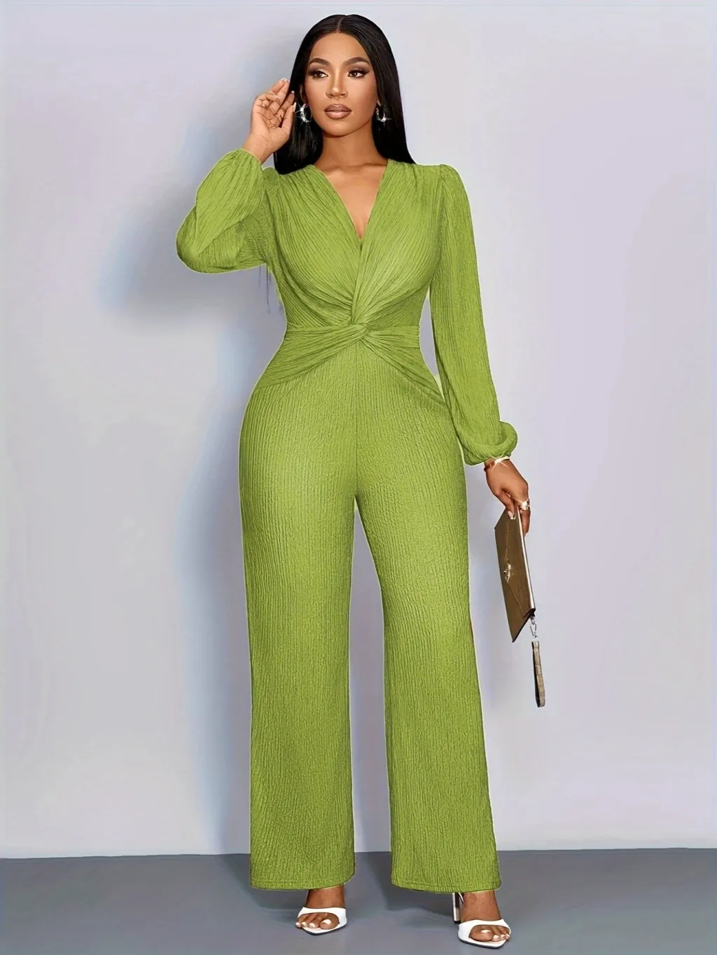 Women's Clothing Solid Color Fashion Slim Fit Bodysuit - Grass Green