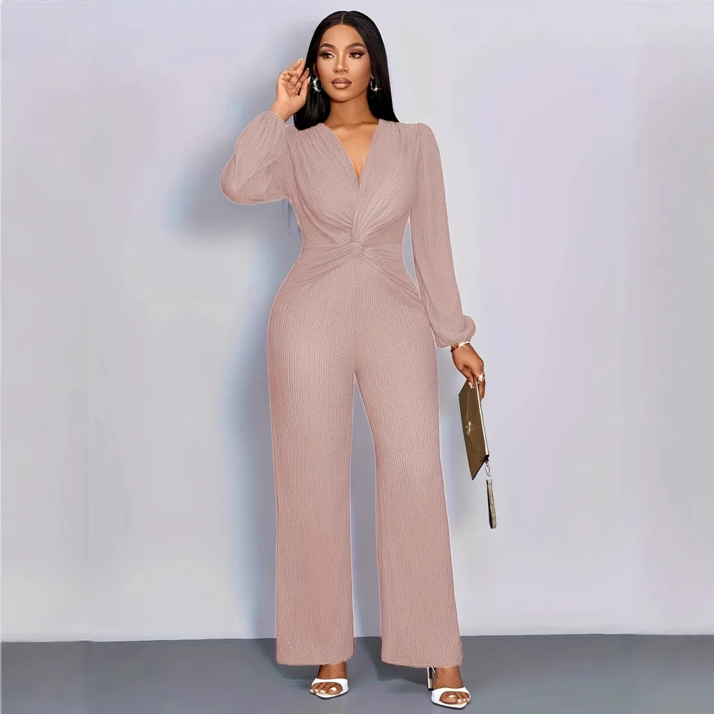 Women's Clothing Solid Color Fashion Slim Fit Bodysuit - Lotus Root Color