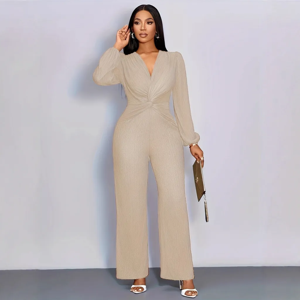Women's Clothing Solid Color Fashion Slim Fit Bodysuit - Apricot