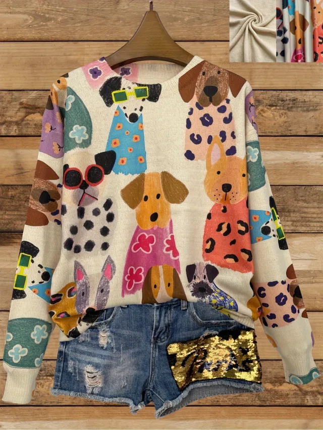Color Printed Light And Transparent Sweater 1 Style - Shop at LoveMi