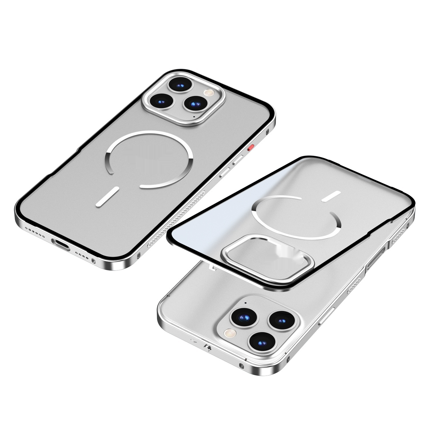 Frosted Fine Magnetic Ring Metal Frame Phone Case - Image 3