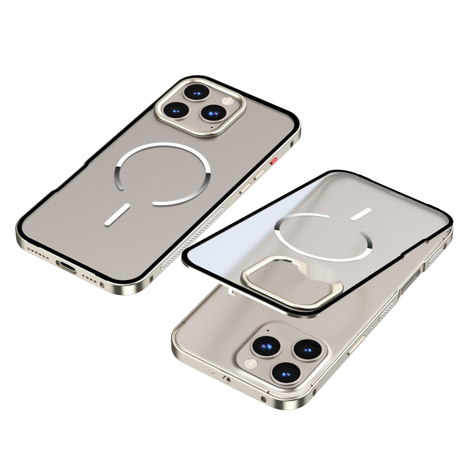 Frosted Fine Magnetic Ring Metal Frame Phone Case - Image 7