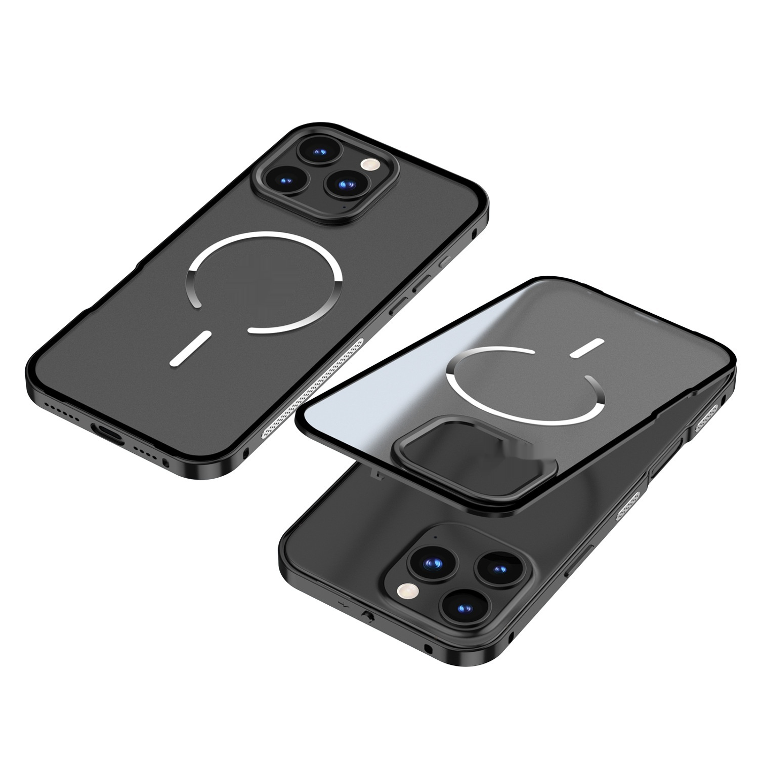 Frosted Fine Magnetic Ring Metal Frame Phone Case - Image 2