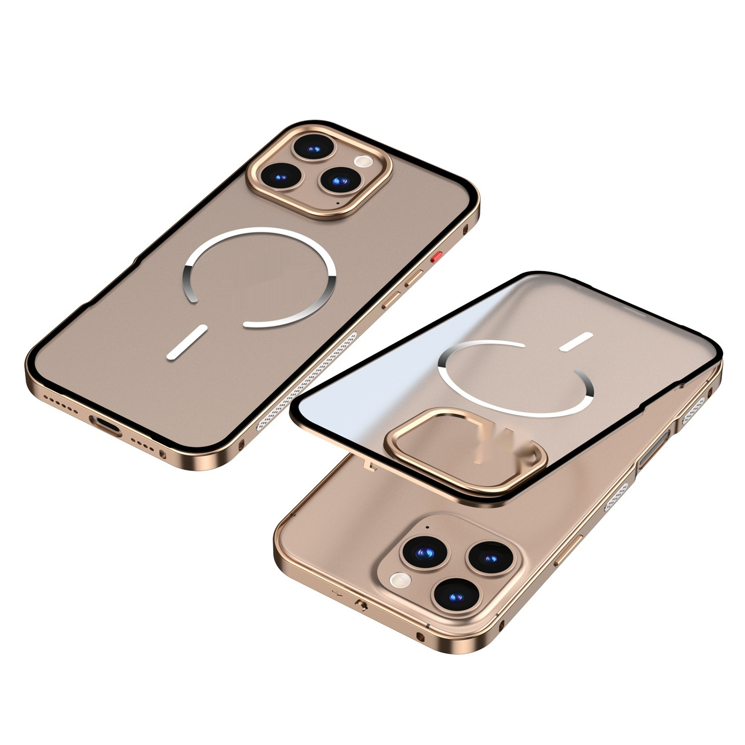 Frosted Fine Magnetic Ring Metal Frame Phone Case - Image 11