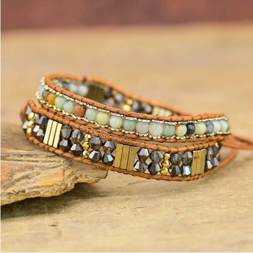 Colored Turquoise Woven Three-layer Bracelet